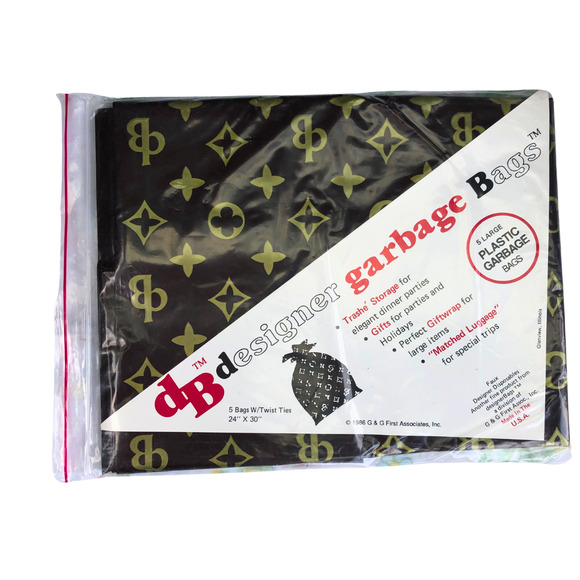 Vintage Handbags - DB Designer Vintage 1986 Gift Storage Garbage Bags 5 Large Plastic Bags 24x30"